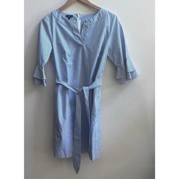 Talbots Dresses & Skirts - TALBOTS Cotton Blue and White Striped Flutter Sleeve Tie Waist Dress 4P Nautical